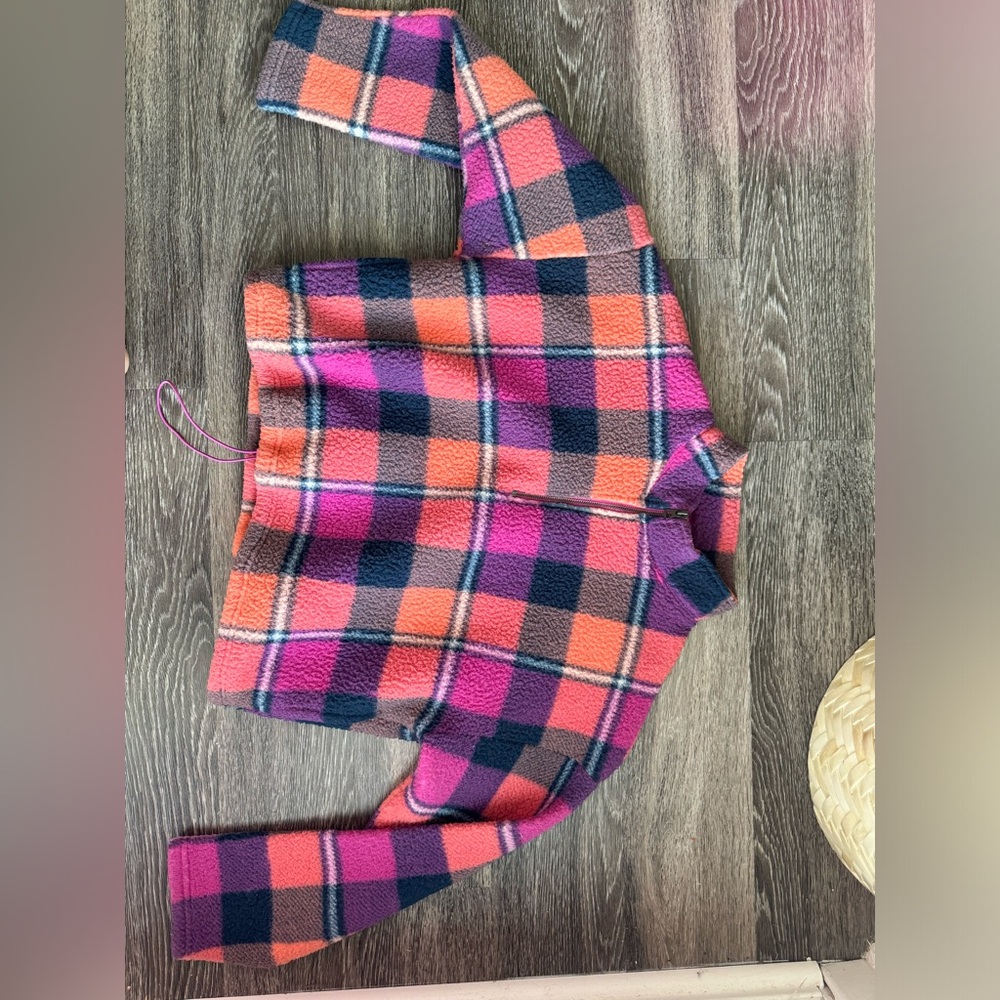 Plaid Fleece Half Zip Sweatshirt